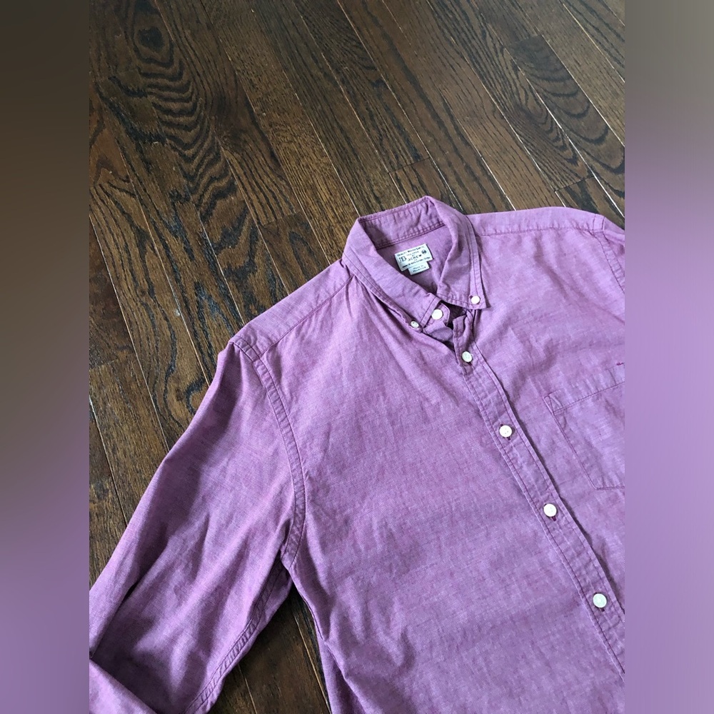 J. Crew Men’s M 100% Cotton Maroon Long-Sleeved Button-Down Casual Shirt - EUC! - Picture 2 of 9